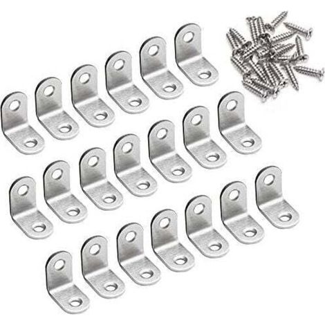 Equerre de Fixation 90 Degré Angle Droit Support 20 x 20 x 16mm forme de L Metalliques Equerres de Coin en Acier Inox Supporen pour Bois Meubles Placard Support 20 Pièces (1/5)
