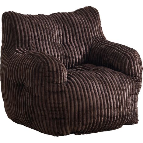 Fauteuil Pouf en Mousse à Mémoire et Tissu en Velours Côtelé Marron (1/5)