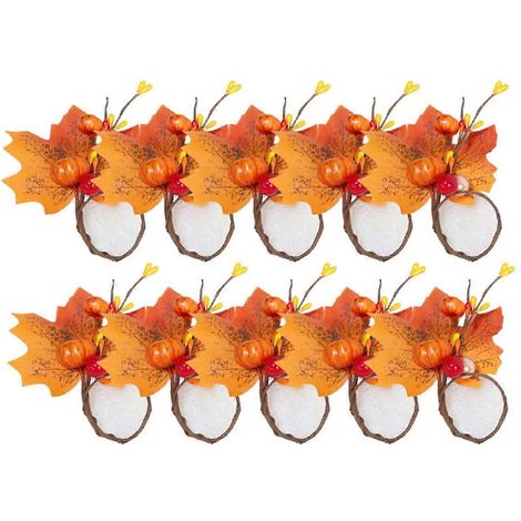 Lot de 10 ronds de serviette citrouille pour Thanksgiving (1/5)