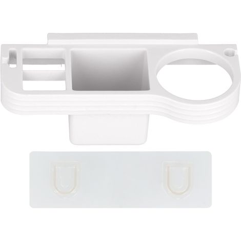 Support pour sèche-cheveux mains libres, sans perçage, pour cheveux bouclés, idéal pour la salle de bain et le rangement des accessoires de coiffure (blanc). (1/5)