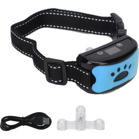 Collar de adiestramiento para perros, 7 modos, USB, antiladridos, recargable, apto para perros medianos o grandes, color azul. (1/5)