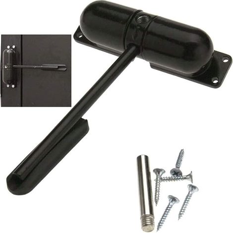 Automatic Door Closer, Adjustable Spring Closer, Zinc Alloy, White (1/2)