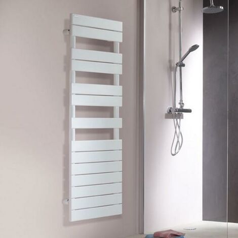 Acova – Sèche-serviette eau chaude 1300W – Acier blanc – Éléments plats 70x11mm – Collecteurs verticaux 38mm – FAS185080 (1/4)