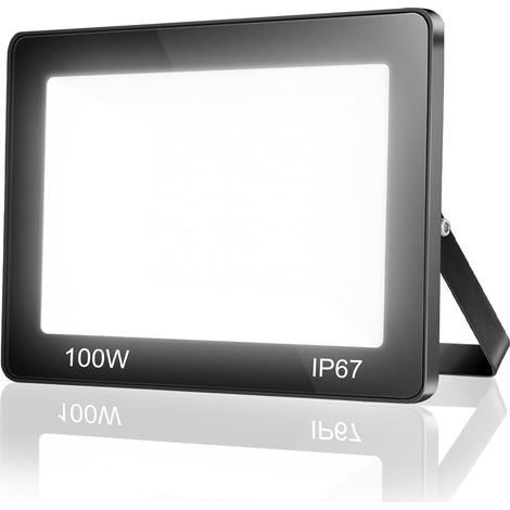 Projecteur LED Exterieur 100W, IP67 Imperméable Spot LED Extérieur, 10000LM 6500K Blanc Froid Eclairage de Sécurité, Luminaire Exterieur Pour Patio, Terrasse, Jardin, Garage, Usine (1/5)