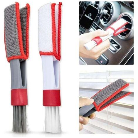 Lot de 2 brosses à plumeau pour stores vénitiens, outil de nettoyage multifonctionnel 2 en 1 en microfibre à double tête, brosse amovible et lavable pour clavier, rebord de fenêtre, climatiseur, g