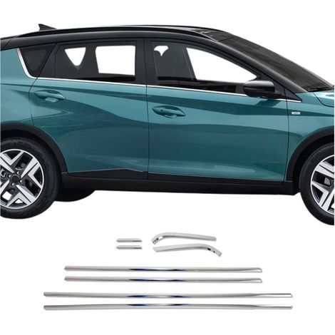OMAC Garniture de Fenêtre pour Hyundai Bayon SUV 2021-2026 Acier INOX Brillant 8Pcs