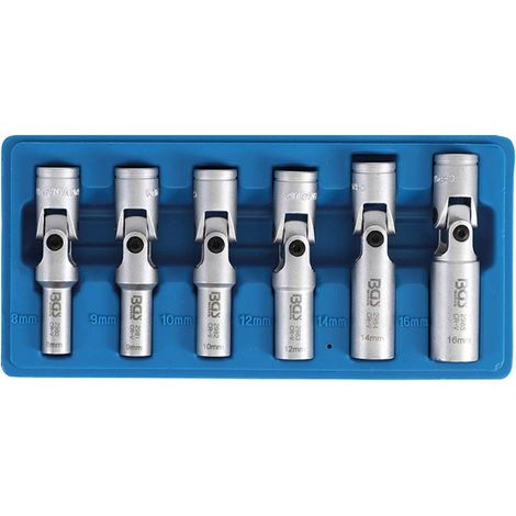 BGS Universal Glühkerzen-Gelenkschlüssel-Satz Sechskant Antrieb Innenvierkant 10 mm (3/8") SW 8 - 16 mm 6tlg. - 2990 (1/3)