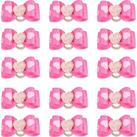 Lot de 15 nœuds papillon élégants pour animaux de compagnie, en polyester avec élastiques, pour chats et chiens de petite et moyenne taille. (1/5)