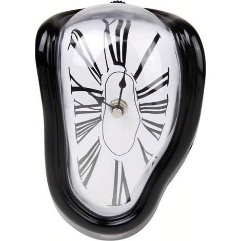 Horloge Fondue Dali - Cadeau - Inspiré de l'art - Horloge Murale torsadée à Suspendre - Surréaliste - pour Boutique, Bureau, Maison(Black) (1/5)