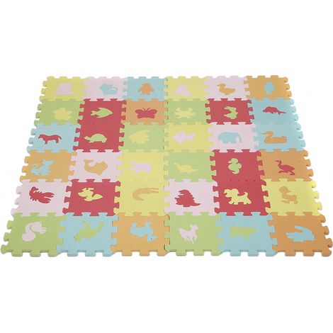 Skecten – Tapis de sol pour bébé – Puzzle géant en mousse EVA multicolore – Lot de 36 dalles antidérapantes – Amortissement pour sécurité enfant (1/5)