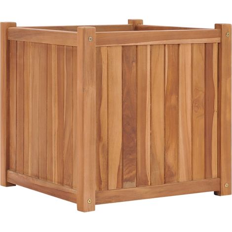 Vidaxl – Jardinière en bois de teck massif 50x50x50 cm – Finition à base d’eau – Surface lisse et grains uniques – Assemblage requis (1/5)