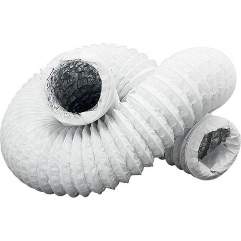 Tuyau d'échappement - avec isolation aluminium - PVC - flexible - évents - pour climatiseurs, sèche-linge (blanc, Ø 150 mm - 5 m) (1/4)