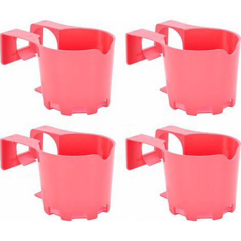 Lot de 4 porte-gobelets multifonctionnels en plastique ABS à pince pour piscines hors sol, couleur rose. (1/5)