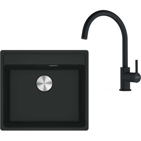 Franke Sets - Küchenset G274MČ, Fragranitspüle MRG 610-52 RTL und Armatur FC 6018.901, schwarz matt 114.0700.787
