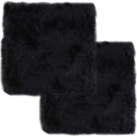 vidaXL Cojines de sillas 2 uds piel de oveja real gris oscuro 40x40 cm (1/5)