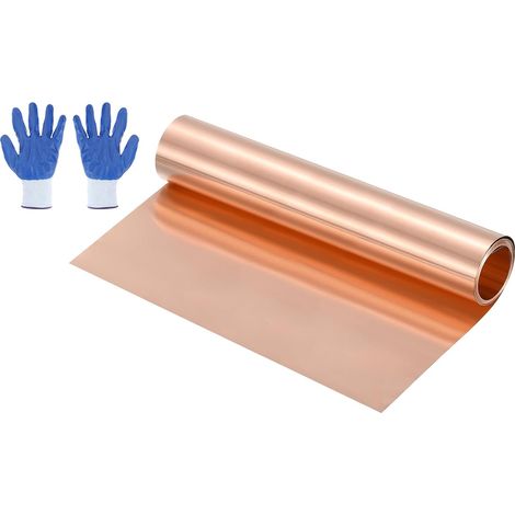 3.28ft Copper Foil Roll, 1000x200x0.05mm Natural Copper Strip Metal Roll Metal Sheet with Waterproof Gloves for Roofing Home Repair DIY Projects (1/5)