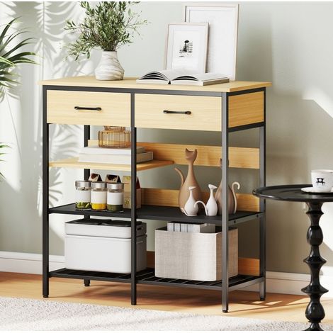 MEUBLIV Aparador de cocina 90 x 40 x 91 cm efecto madera natural con 2 cajones y 3 estantes (1/5)