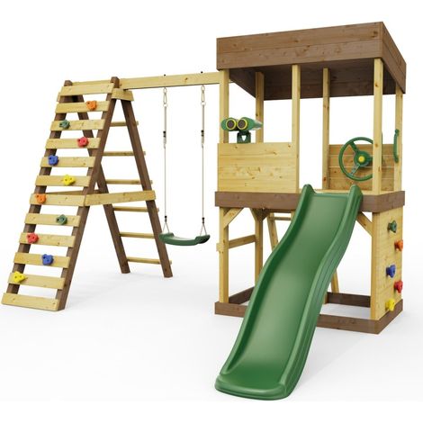 Rebo Lookout Tower with Single Swing, Wave Slide, Climbing Wall and Adventure Pack (1/4)