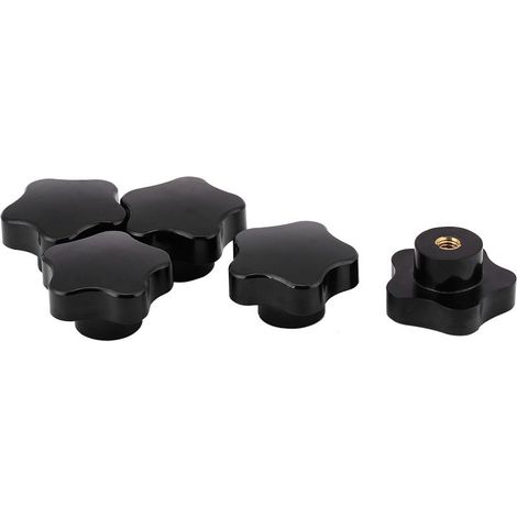 5 Poignées Noires Plastique Universales en Forme d'Étoile M8 – Compatibles avec Toutes Machines (Lot de 5) (1/5)