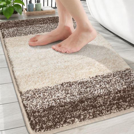 Tapis de bain antidérapant - Tapis de salle de bain absorbant l'eau - Tapis de bain lavable en microfibre douce - Beige pour WC, toilette, décoration de salle de bain (1/5)