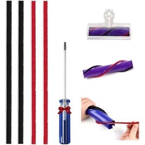 Lot de 4 Bandes en Peluche de Rechange aspirateur pour Dyson Original V8 V10 V11 à entraînement Direct avec Tournevis (1/4)