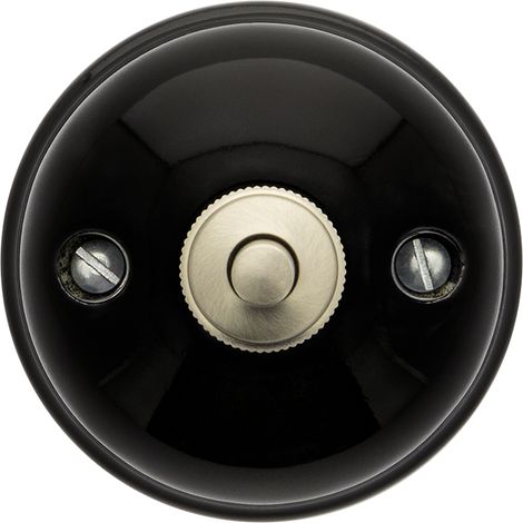 Bouton poussoir porcelaine noire 10A-250V 30310273 – Installation à vue avec câble apparent – Pour espaces confinés – Fontini