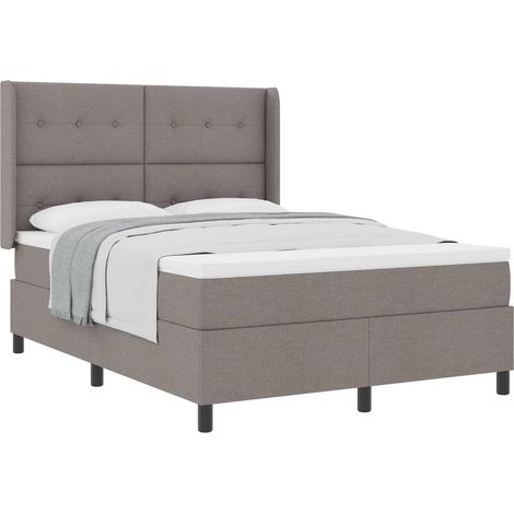 Maison Exclusive - Lit à ressorts avec coussin Taupe 190 x 140 cm tissu (1/5)