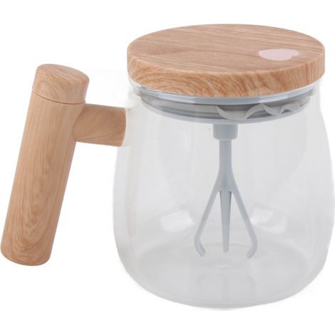 Tasse électrique auto-mélangeuse avec couvercle transparent, beige blanc, 350ml, 400mAh, IPX6, Type C, interrupteur tactile, pour café et lait (1/5)