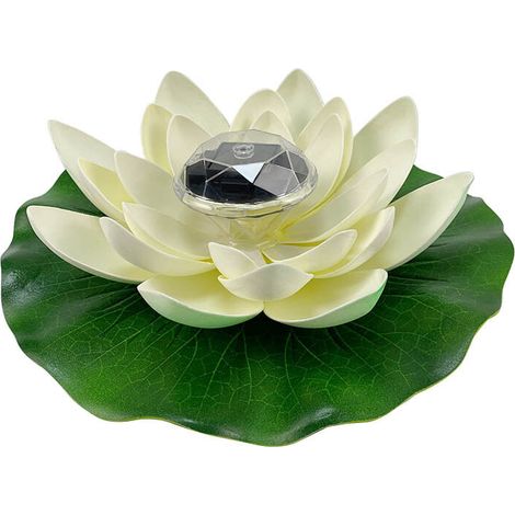 28CM Solar Floating Lotus Lamp Garden Water Pond Decoration (White) 1 Piece