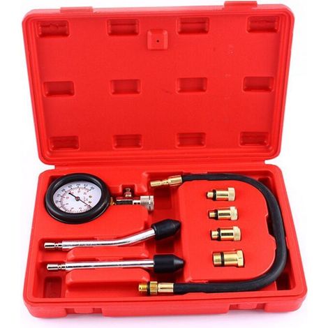 Tester di compressione per motori a benzina, kit di manometri, valigetta portautensili per auto e moto (1/5)
