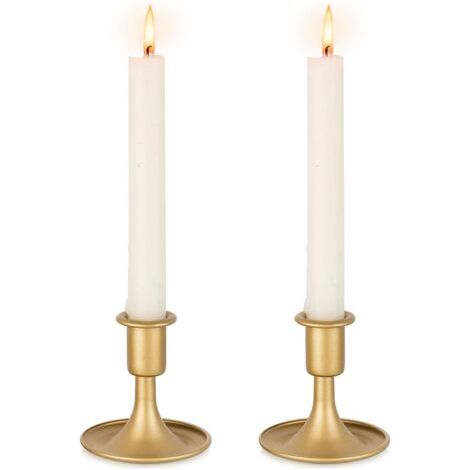 Bougroir Doré Chandelier Rétro en Or: Lot de 2 Porte-Bougies en Métal Bougeoirs Mariage pour Bougies Conique Perfect pour Centre de Table Noël Fête ou Décoration d'intérieure (1/5)