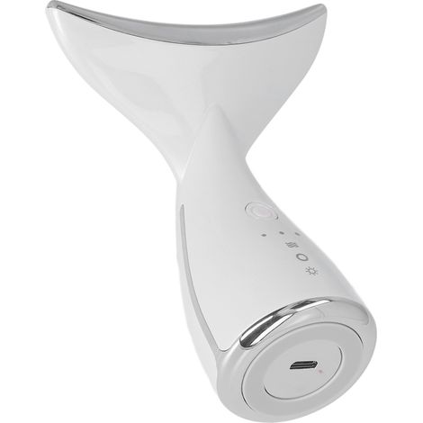 Nackenstraffungs-Massagegerät mit Wärmefunktion, 3 LED-Leuchten, 3 Intensitätsstufen, strafft die Halshaut, Schönheitsgerät, Weiß (1/5)