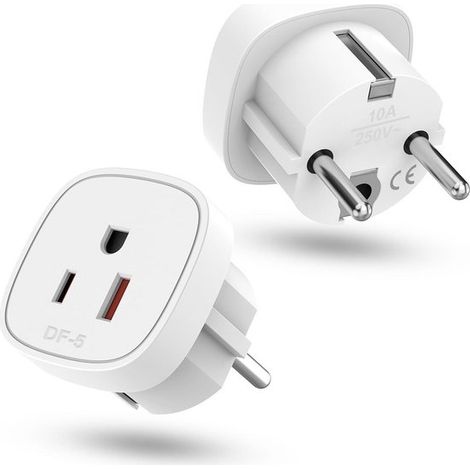 Reiseadapter-Set – Steckeradapter – Für verschiedene Geräte geeignet – Sicher & Kompakt – 2-teilig – Weiß (1/5)