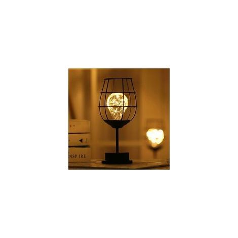 Lampe de table moderne en fil métallique noir Lanterne Lampe de chevet vintage Fonctionne avec des piles Conçu pour les chambres à coucher. (1/5)