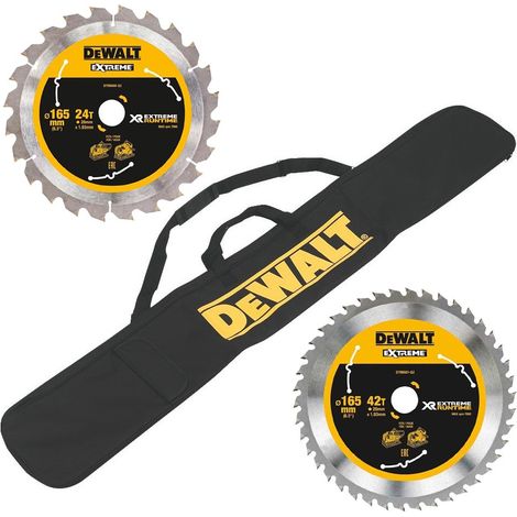 Dewalt 165mm DCS520 Plunge Saw Blade Pack 42T + 24T Extreme Runtime + Rail Bag (1/5)