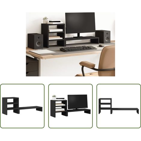 Schreibtisch-Organizer - Monitorständer mit Schreibtisch-Organizer Schwarz Holzwerkstoff (1/5)