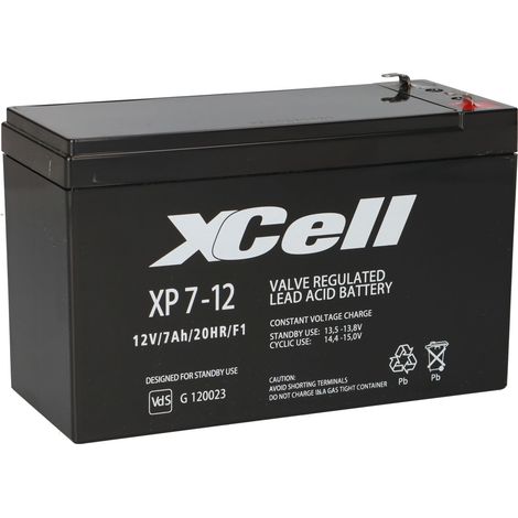 XCell XP7-12 AGM Bleiakku 12V 7Ah - T1 / Faston 4,8 mm - VdS G120023 (1/5)