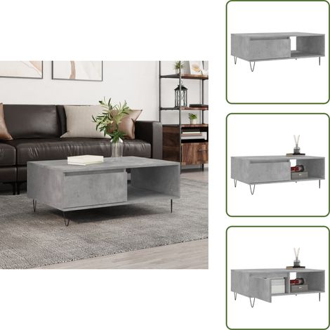Couchtisch Betongrau 90x60x35 cm Holzwerkstoff - Couchtisch - Wohnzimmerschreibtisch - Beistelltisch - Holzmöbel - Grau (1/5)