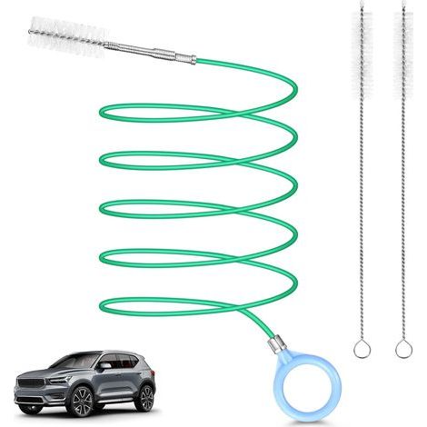 Brosse De Nettoyage pour Toit Ouvrant De Voiture, 300cm Longue Brosse De Vidange pour Toit Ouvrant Brosse De Vidange Flexible Outil De Nettoyage De Tuyaux avec 2Pcs 20cm Brosse De Nettoyage (1/5)