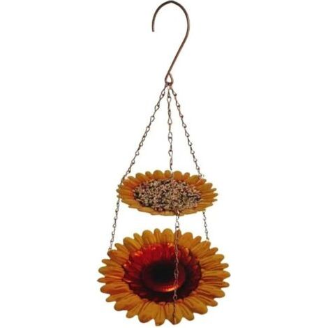 Tournesol Style accrocher le bain d’oiseau de fer buveur alimentateur extérieur pour le jardin, Patio, Attraction de la faune d’arrière-cour (2) (1/5)