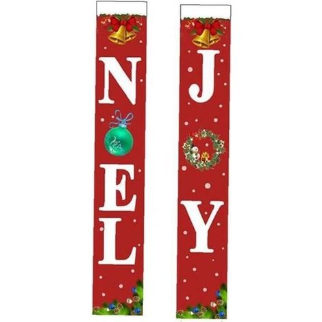 JOLI Bannière de Christmas Banner Joy Noel signe un couplé rouge pour la décoration de Noël Extérieur de l'extérieur joli (1/4)