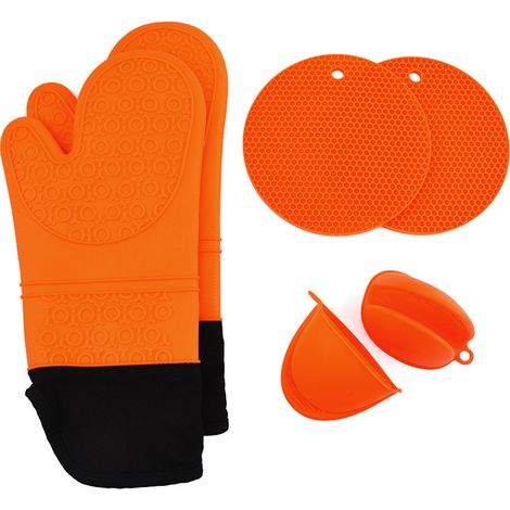 1 paire de gants de protection contre les brûlures - Toile noire, lot de 6 - Gris (1/5)