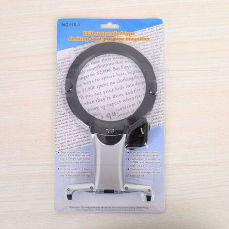 Loupe - Grossissement 6x - Lampe LED Intégrée - Support Bureau et Usage Mains Libres - 1 Pièce (1/4)