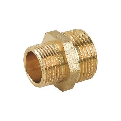 NIPPLE DOPPIO RIDOTTO MM IN OTTONE GIALLO Misura: 1" x 2"