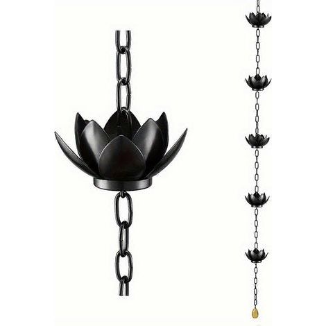 Chaîne de pluie, chaîne de récupération d'eau de pluie Lotus pour gouttières extérieures, coupelles de chaîne de pluie pour remplacer les descentes de gouttière (1/5)