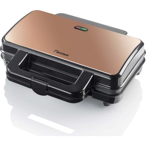 Elegantes kupferdesign - croque monsieur xl - zur zubereitung von 4 dreieckigen sandwiches - 900 w - Bestron - ASM90XLCO