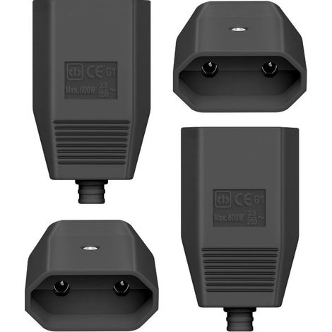 Quatre prises femelles, connecteur plat européen 250 V 2,5 A, connecteur plat standard allemand à 2 broches, prise femelle plate, adaptée aux appareils ménagers. (1/5)