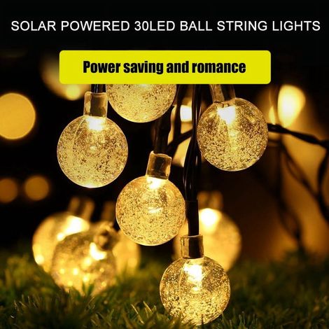 Guirlande Lumineuse Solaire - Boules Globes LED 30 Pièces - Extérieur Jardin Décoration - 600 mAh - 8 Modes Éclairage (1/5)