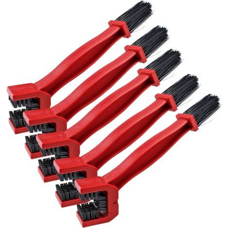 Ensemble de 5 brosses de nettoyage pour motos et vélos, brosse de nettoyage pour chaîne et pédalier (rouge) (1/3)