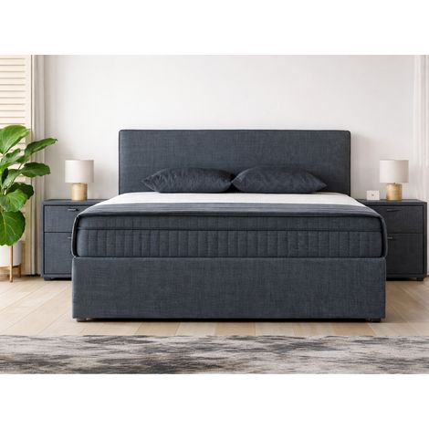 Lit coffre 140cm en tissu + matelas + surmatelas ALESSANDRO (1/5)